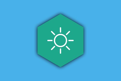 Partner graphic - sunshine icon on green hexagon