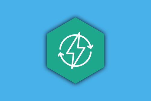 Green energy graphic - lightning bolt with circular background
