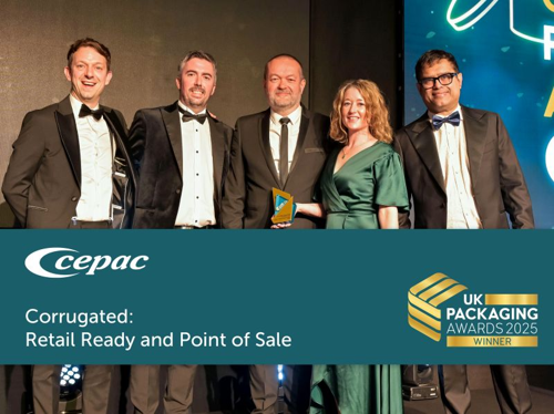 UK Packaging Awards, Absolut Warhol FSDU for Tesco. Image shows the team at the awrards ceremony.