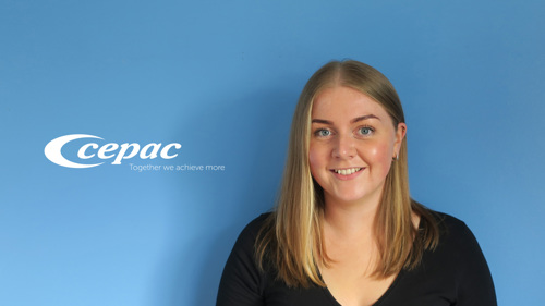 Portrait of Eleanor with Cepac logo in background