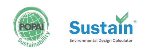 POPAI Sustainability logo and Sustain logo.