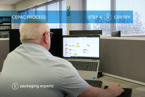 "Cepac Process: Step 4  - Certify" text over image of an office worker submitting U.N. Certifications.
