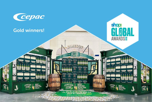 Shop! Global Awards Gold Winners. Client Jameson. Image of a corrugated cardboard stand.