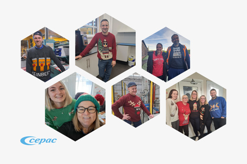 Selection of images of staff members wearing christmas jumpers